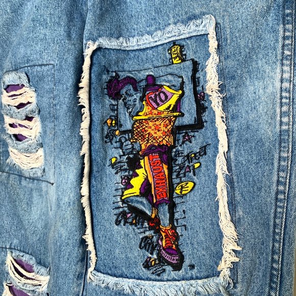 90s Authentic Exhaust Jeans Hip-hop Graffiti Denim Jeans Thrashed Ov… - Picture 3 of 12